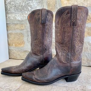 New! LUCCHESE Western Boots Choc. Mad Dog Goat 9B